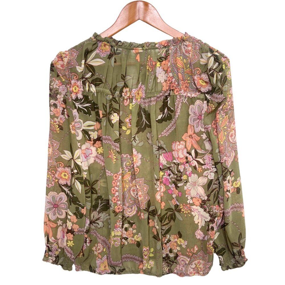 SOHO JEANS NY&CO | Women's Floral Blouse| Floral Sheer Top Size Medium - Picture 2 of 14